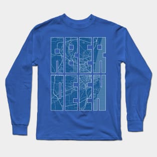 Aberdeen, Scotland City Map Typography - Blueprint Long Sleeve T-Shirt